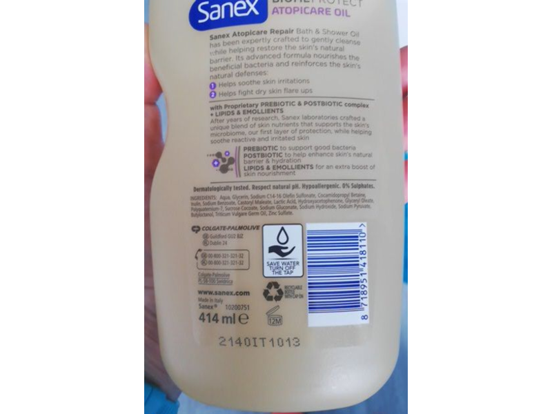 Sanex Biome Protect Repair Bath & Shower, Atopicare Oil, 414 mL