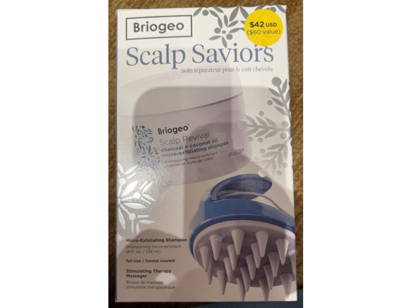Briogeo Scalp Saviors Micro-Exfoliating Shampoo + Stimulating Therapy Massager, 8 fl oz/236 mL
