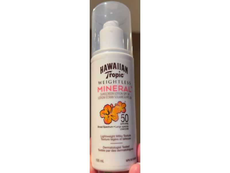 Hawaiian Tropic Weightless Mineral Sunscreen Lotion, SPF 50, 100 mL