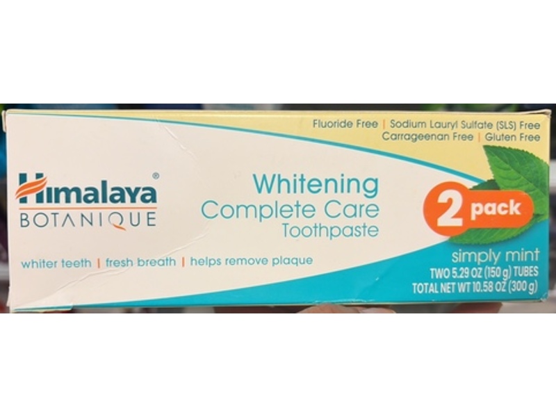 Himalaya Botanique Whitening Complete Care Toothpaste, Simply Mint, 5.29 oz/150 g, Pack Of 2