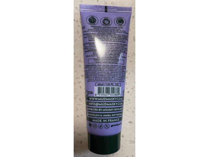 Mudmasky Midnight Hand Mask, 1.35 fl oz/40 mL