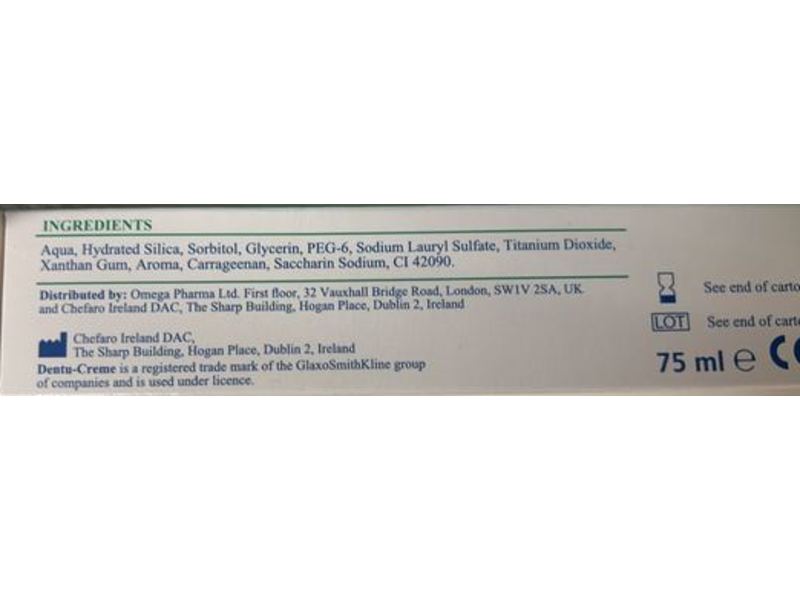 Dentu-Creme Denture Cleansing Paste, Fresh Mint, 75 mL