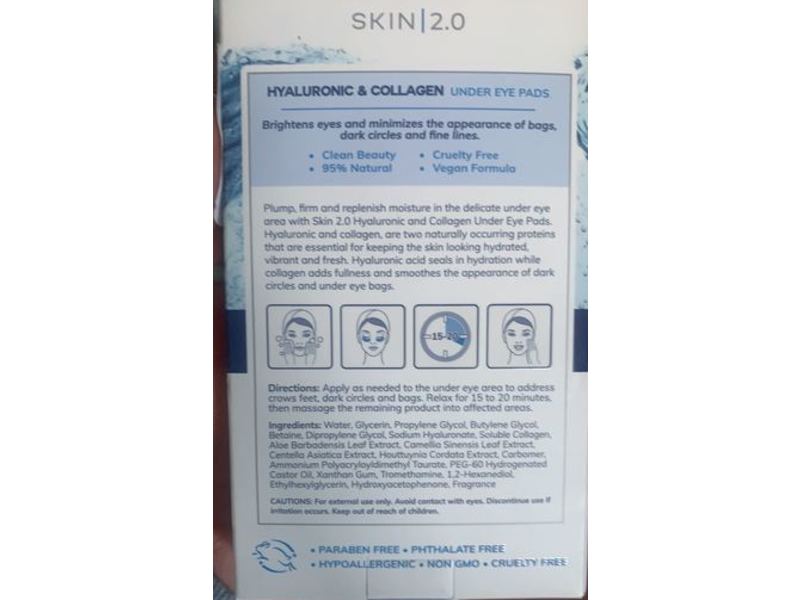 Skin 2.0 Hyaluronic & Collagen Under Eye Pads, 0.88 oz/25 g, 5 Count