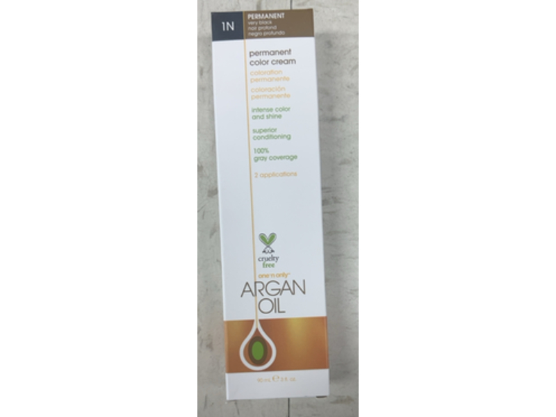 One n Only Argan Oil Permanent Color Cream, 1N Very Black, 3 fl oz/90 mL, 2 Applications