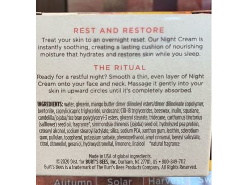 Burts Bees Truly Glowing Night Cream, 1.8 oz/51 g