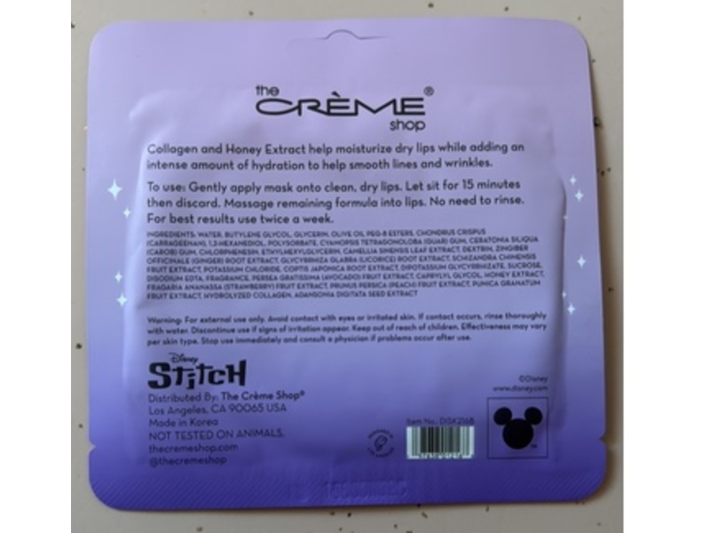 The Creme Shop Disney Stitch Hydrogel Lip Patch, Collagen + Honey, 1 Count