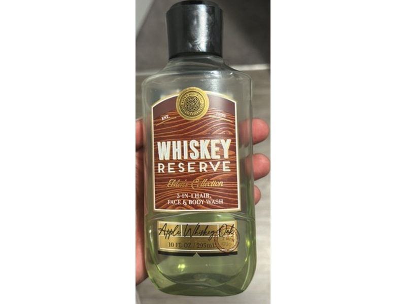 Bath & Body Works Whiskey Reserve 3 In 1 Hair + Face & Body Wash, Apple Whiskey Oak, 10 fl oz/295 mL