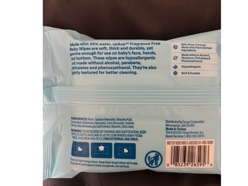 up&up Fragrance Free Baby Wipes, 20 Count