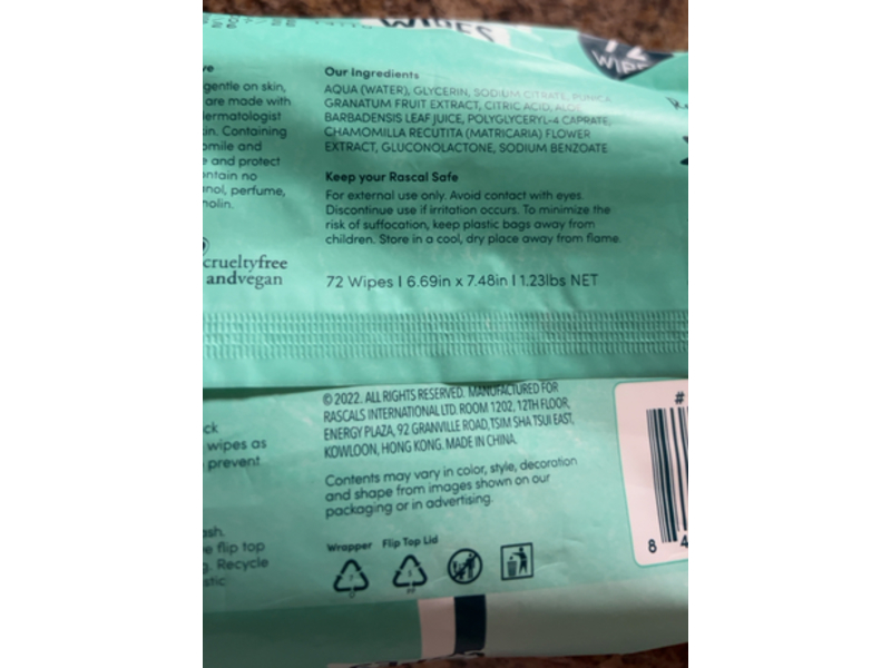 Sensitive Baby Wipes, Rascal + Freinds, 72 Count