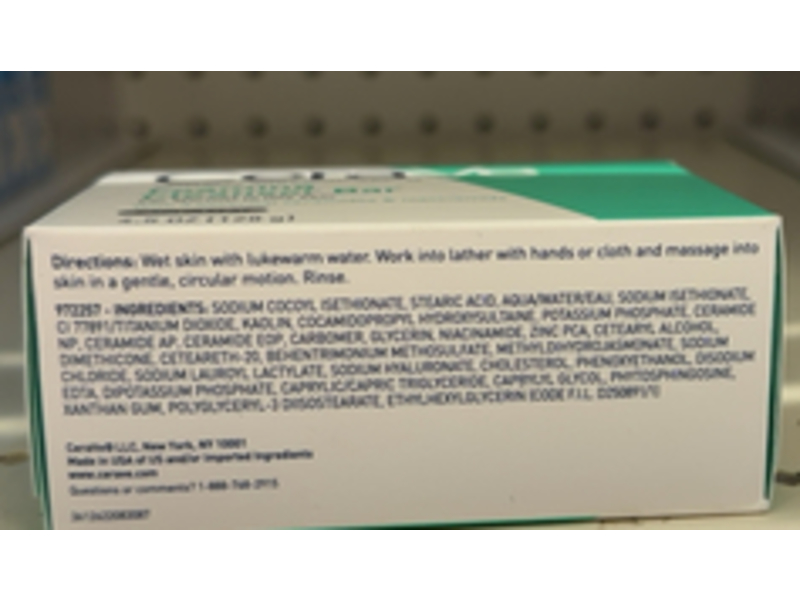 CeraVe Foaming Cleanser Bar, Normal to Oily Skin, 4.5 oz/128 g