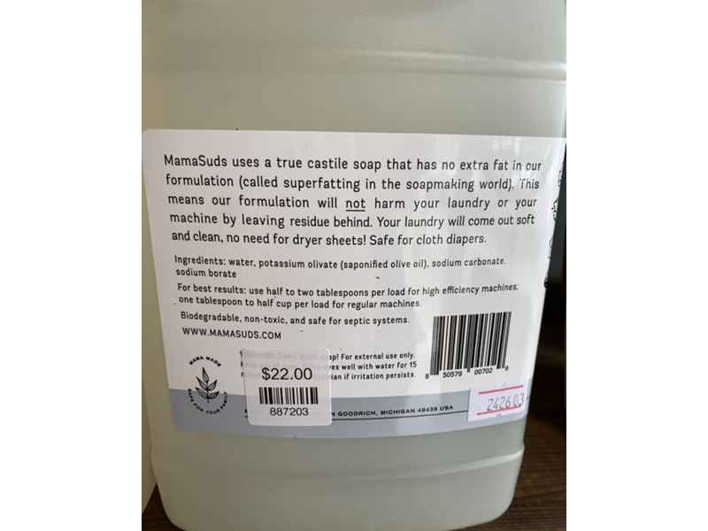 MamaSuds Laundry Soap, Unscented, 128 Loads, 64 fl oz/1.89 L