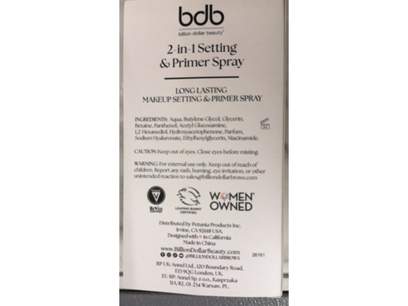 Billion Dollar Beauty 2 In 1 Primer Setting & Primer Spray, 3 fl oz/88 mL