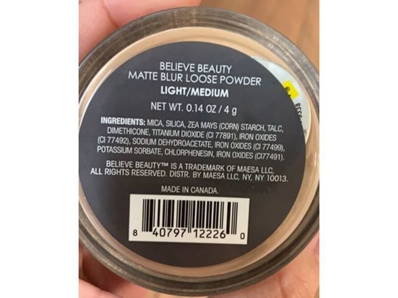 Believe Beauty Matte Blur Loose Powder, Light/Medium, 0.14 oz/4 g