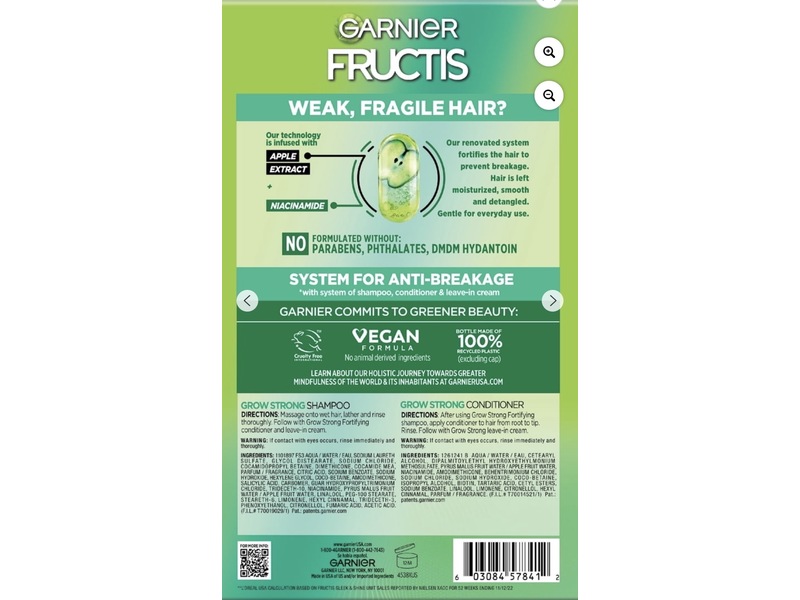Garnier Fructis Grow Strong Shampoo & Conditioner Set, Niacinamide & Apple Extract