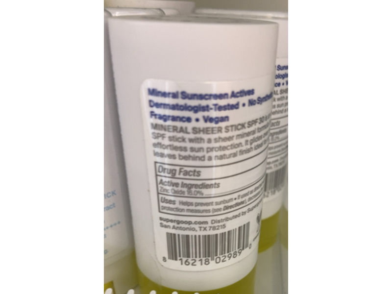 Supergoop! Mineral Sheer Stick, SPF 30, 0.70 oz/20 g