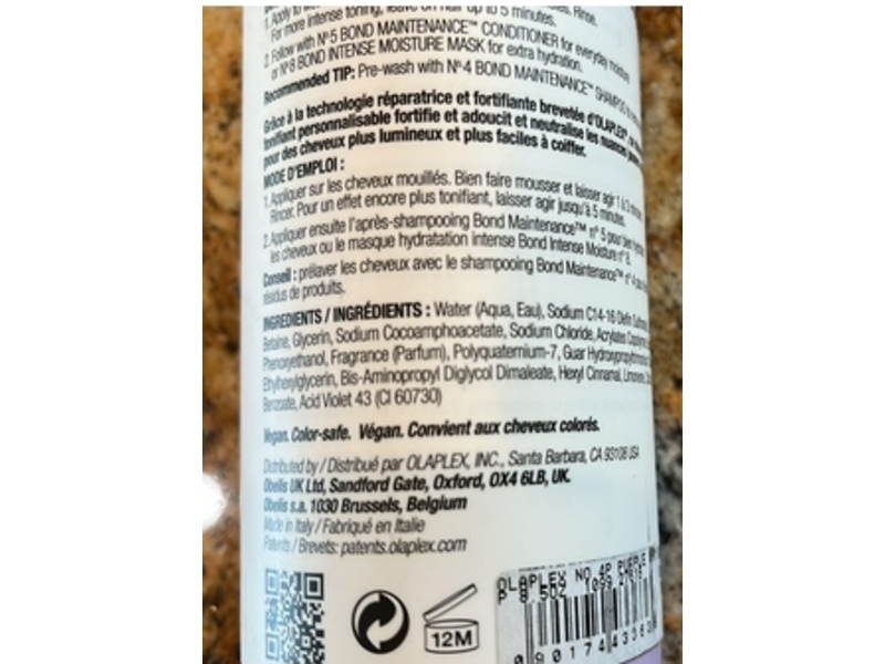 Olaplex Nº .4P Blonde Enhancer Toning Shampoo, 8.5 fl oz/250 mL