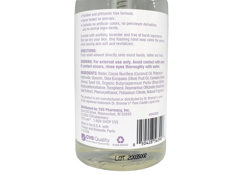 Earth Essentials Pure Castile Foaming Hand Soap, Lavender, 13 fl oz / 384.46 ml