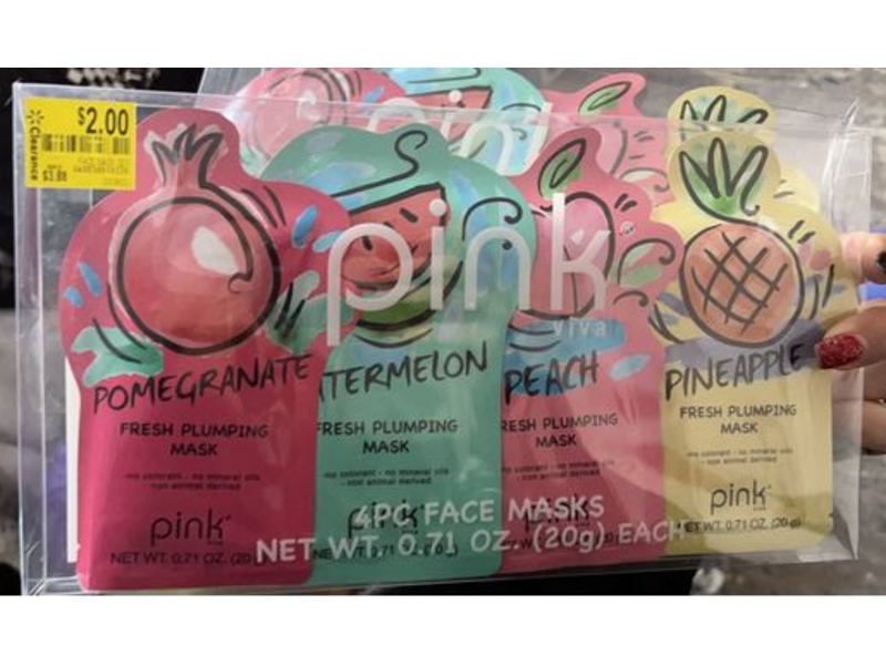 Pink Face Masks, Pomegranate, Watermelon, Peach, Pineapple, 0.71 oz/20 g, 4 Count