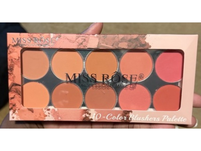 Miss Rose Professional Make-Up 10-Color Blushers Palette, 20 g