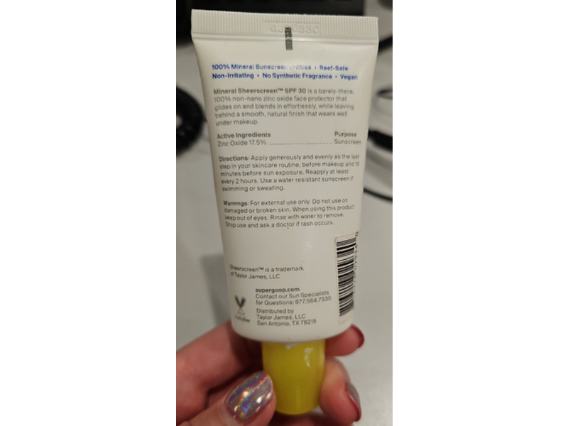 Supergoop! Mineral Sheer Sunscreen, SPF 30 PA+++, 1.5 fl oz/45 mL, Pack Of 2