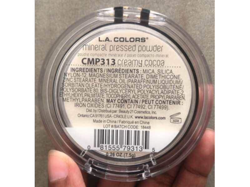 L.A. Colors Mineral Pressed Powder, Cmp 313 Creamy Cocoa, 0.26 oz/7.5 g