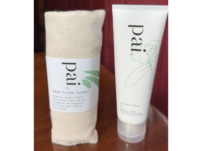 Pai Gentle Cream Cleanser + Twin Flyer Cloth, Middlemist Seven, Camellia & Rose, 1.7 fl oz/50 mL