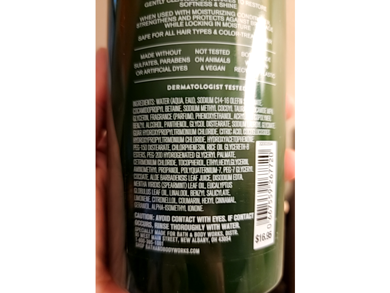 Bath & Body Works Aromatherapy Moisturizing Shampoo, Eucalyptus + Spearmint, 16 fl oz/473mL
