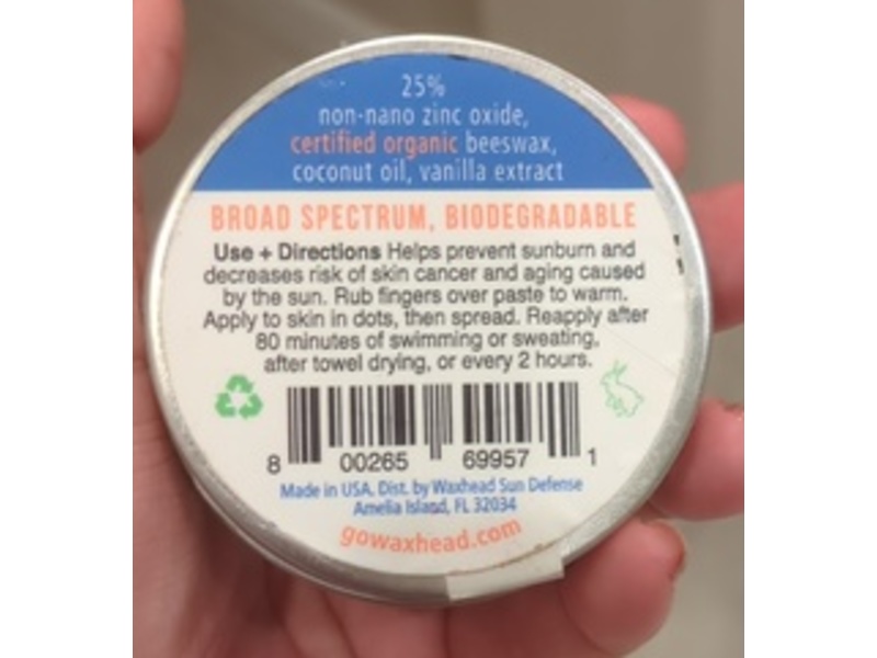 Waxhead Sunscreen Paste, SPF 30, White, 2 oz