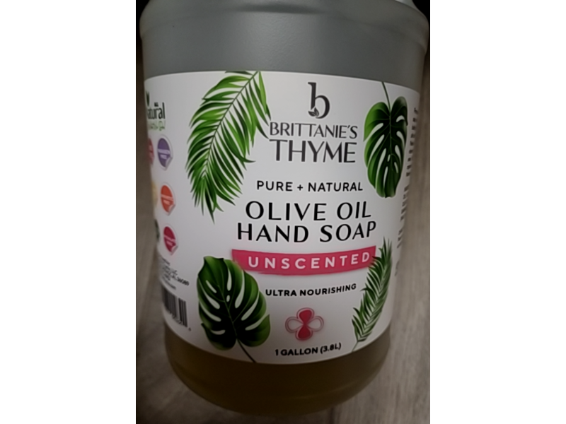 Brittanie's Thyme Olive Oil Hand Soap, Unscented, 3.8 L