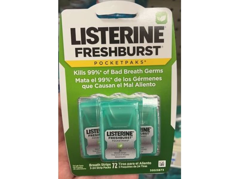 Listerine Fresh Burst Pocket Paks, 72 Count, Pack Of 3