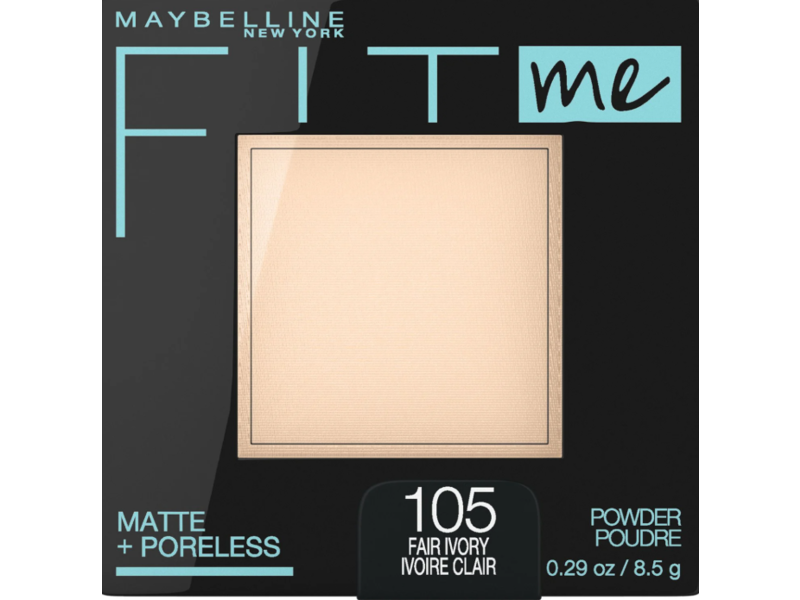 Maybelline New York Fit Me Matte + Poreless Powder, 105 Fair Ivory, 9 g