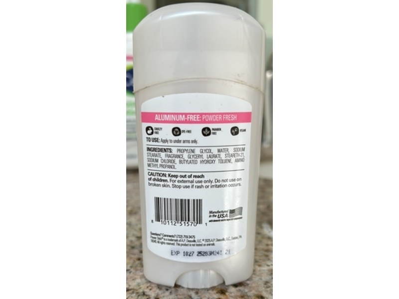 Power Stick Deodorant, Powder Fresh, 2.5 oz/70 g