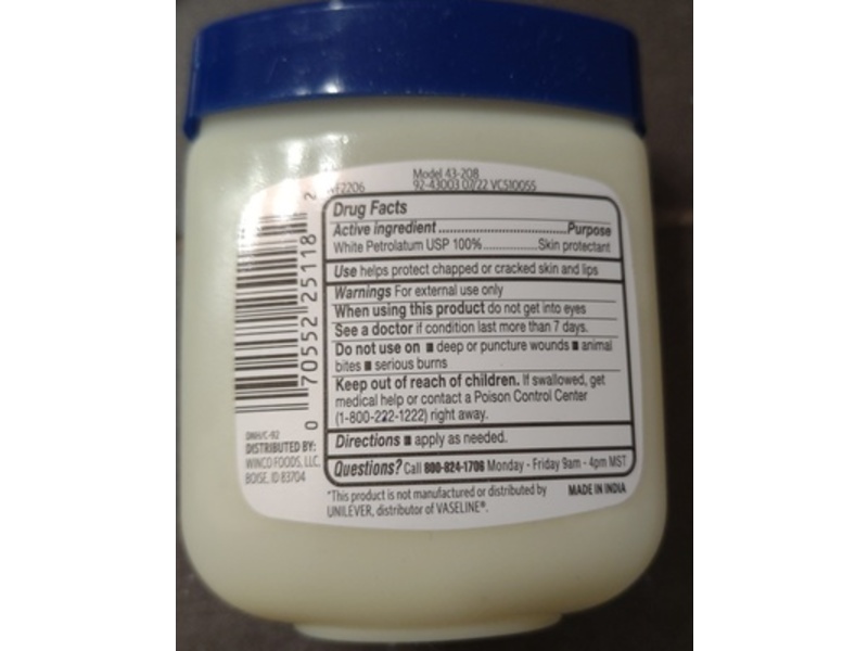 Winco Foods Pure Petroleum Jelly, 4 oz/113 g
