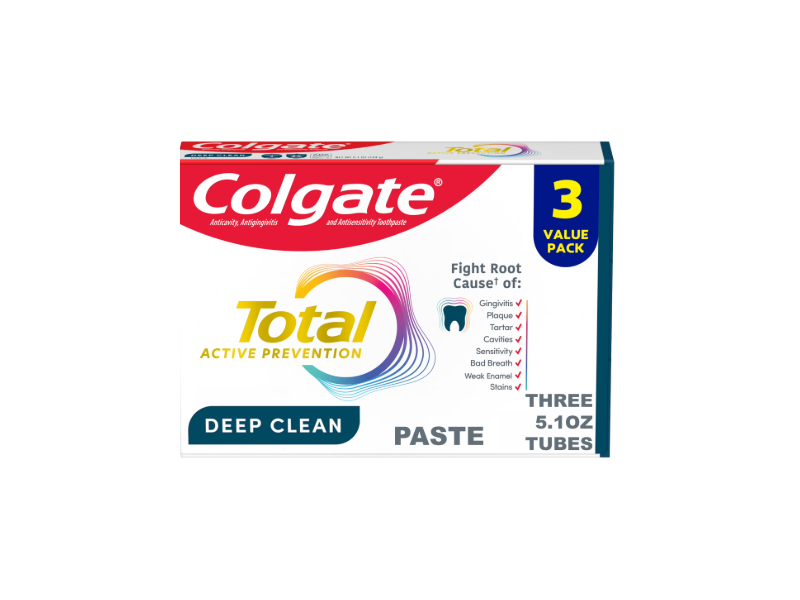 Colgate Total Active Prevention Deep Clean Toothpaste, 5.1 fl oz/144 g, Pack Of 3