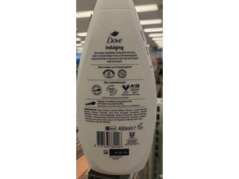 Dove Indulging Caring Bath Moisturising Cream, 15.2 fl oz/450 mL