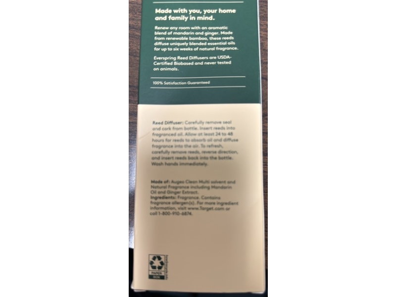 Ever Spring Reed Diffuser, Mandarin & Ginger, 2 fl oz/60 mL, 4 Count