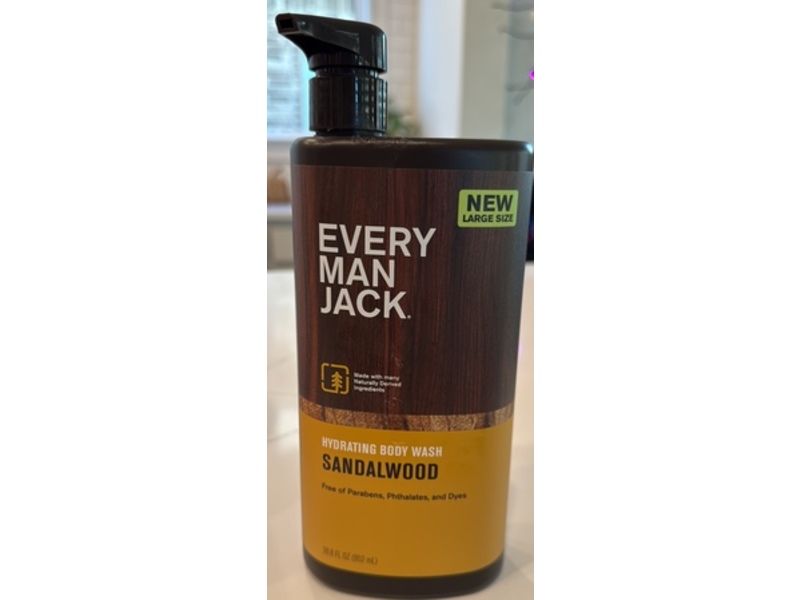 Every Man Jack Hydrating Body Wash, Sandalwood, 28.8 fl oz/852 mL