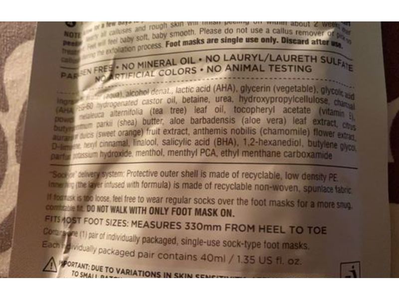 Earth Therapeutics Purifying Gentle Peeling Foot Mask, Charcoal, 1.35 fl oz/40 mL