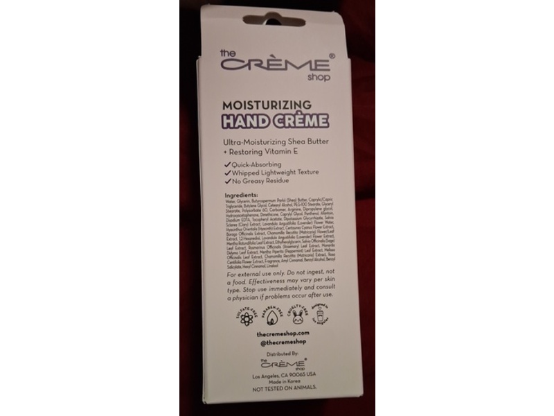 The Creme Shop Moisturizing Hand Creme, Blueberry Milk, 1.69 fl oz/50 mL