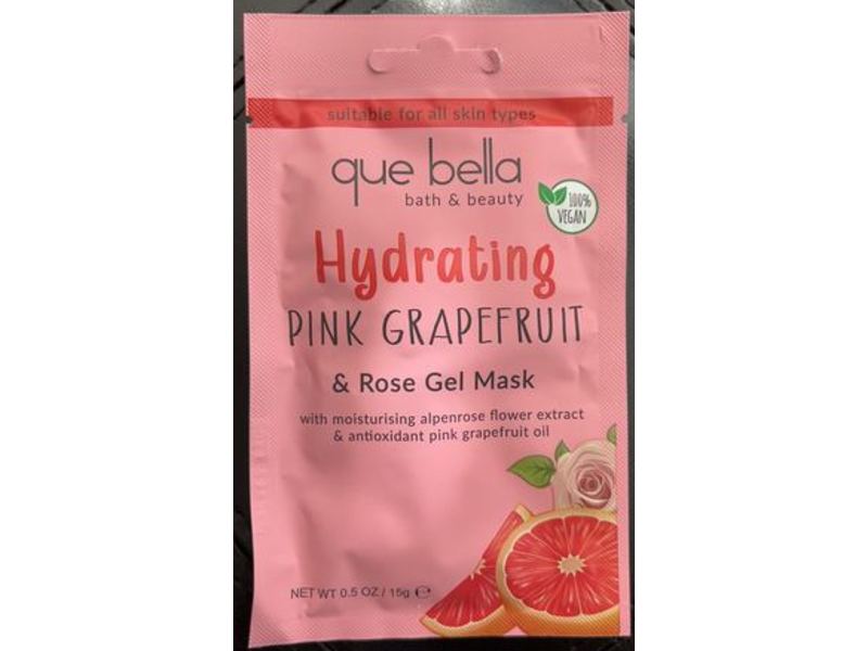 Que Bella Bath & Beauty Hydrating Gel Mask, Pink Grapefruit & Rose, 0.5 oz/15 g