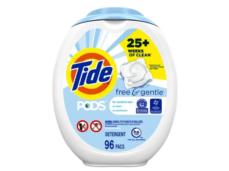 Tide Pods Free & Gentle Laundry Detergent, 74 Oz/4.62 Lb, (96 Count ...