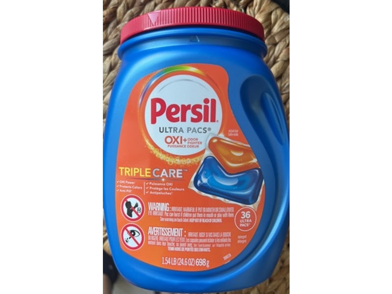 Persil Triple Care Ultra Pacs Oxi+Odor Fighter Laundry Detergent Pacs, 24.6 oz/698 g, 36 Count