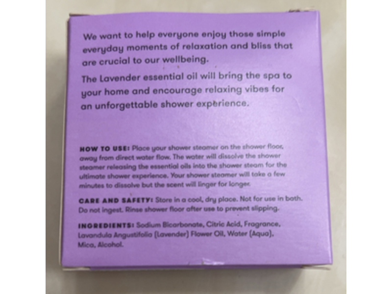 Anihana Lavender Love Shower Steamer, Lavender Essential Oil, 1.76 oz/50 g, Pack Of 4