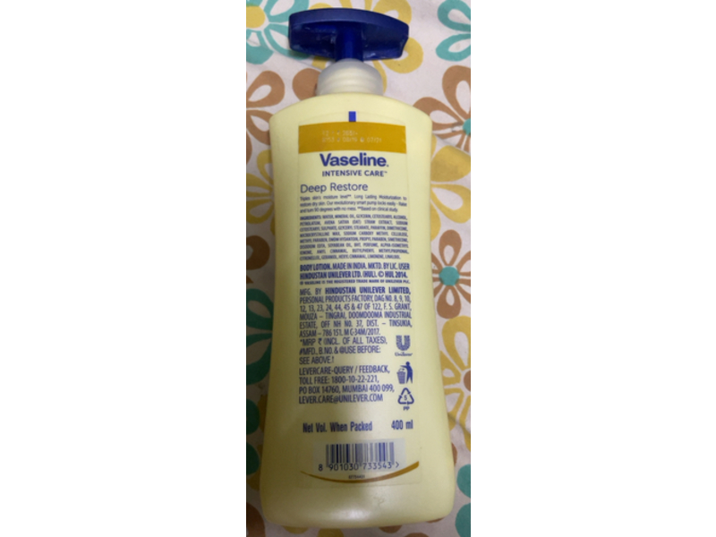Vaseline Intensive Care Deep Restore Body Lotion, 400 mL