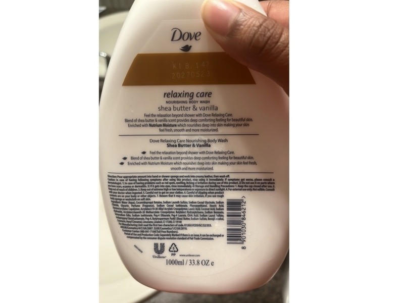 Dove Relaxing Care Nourishing Body Wash, Shea Butter & Vanilla, 33.8 fl oz/1000 mL