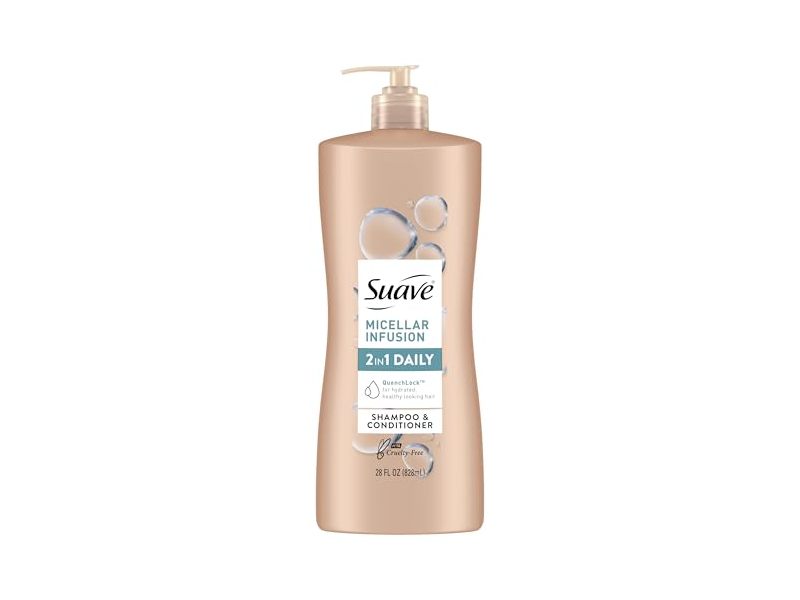 Suave 2 In 1 Purifying Shampoo+Conditioner, Micellar Infusion, 28 fl oz/828 mL