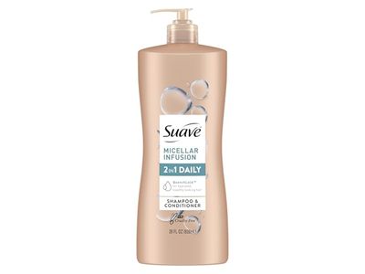 Suave 2 In 1 Purifying Shampoo+Conditioner, Micellar Infusion, 28 fl oz/828 mL