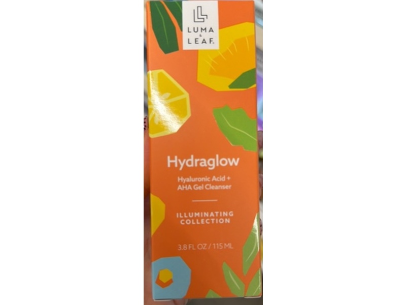 Luma & Leaf Hydraglow Gel Cleanser, Hyaluronic Acid + AHA, 3.8 fl oz/115 mL