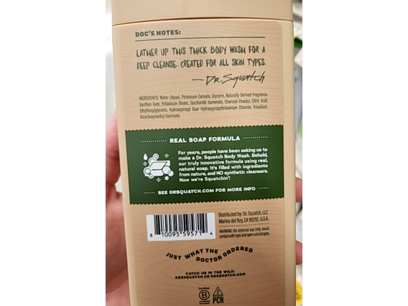 Dr. Squatch Men's Natural Body Wash, Pine Tar, 14 fl oz/ 414 mL
