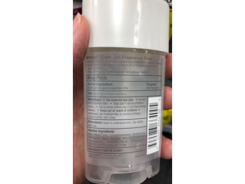 Almay Sensitive Skin Clear Gel Anti-Perspirant & Deodorant Stick, 2.25 oz